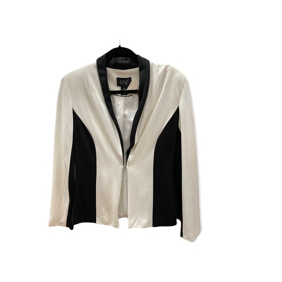 Donna Moore black & white Vero Modo jacket/topper rayon nylon spandex colorblock - Picture 2 of 5